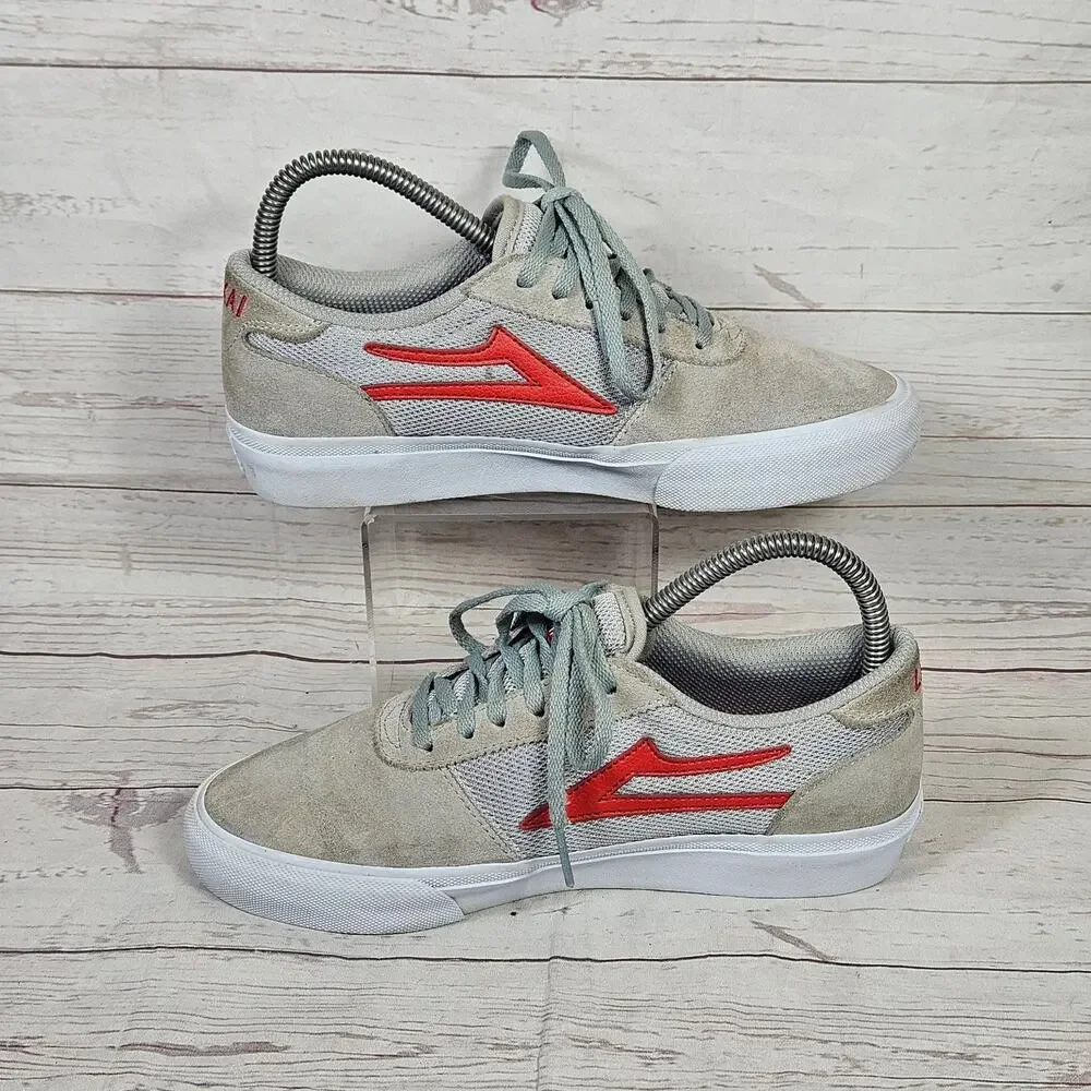 Lakai Manchester Men's Skate Shoes Gray Red US 5 Suede Mesh Lace Up